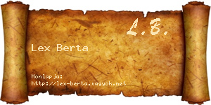Lex Berta névjegykártya